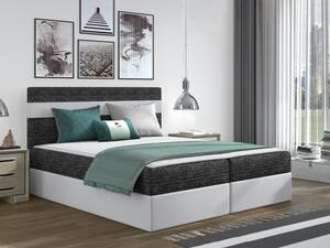 Hotelová manželská posteľ 140x200 SESKARO - čierna / biela ekokoža + topper ZDARMA