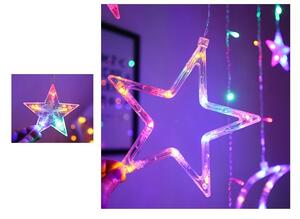 IKO Vianočné svetielka 138 LED, 2,5m hviezdičky – viacfarebné