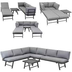 Set záhradného nábytku LOUNGEA sivý / čierny