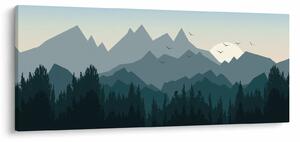 Obraz - Hory pohľadom grafika (120x50 cm)