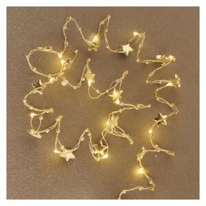 Emos LED vianočná reťaz zlatá – hviezdičky 1.9m 2xAA teplá biela, časovač DCGW09