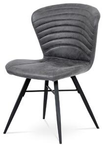 Autronic - jedálenská stolička, sivá látka vintage, kov čierny mat - HC-442 GREY3 VÝPRODEJ