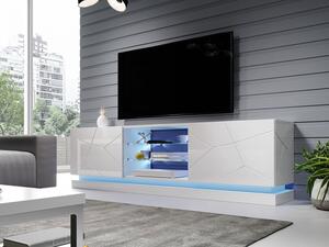TV stolík s LED osvetlením ANDRE- lesklý biely