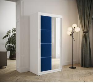 Šatníková skriňa s posuvnými dverami 100 cm TALIA - biela / modrá
