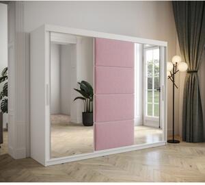 Šatníková skriňa s posuvnými dverami 250 cm TALIA - biela / ružová