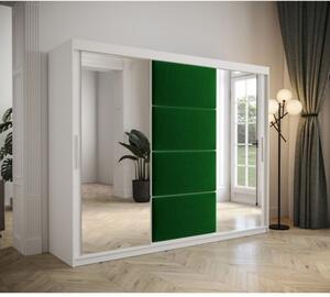 Šatníková skriňa s posuvnými dverami 250 cm TALIA - biela / zelená
