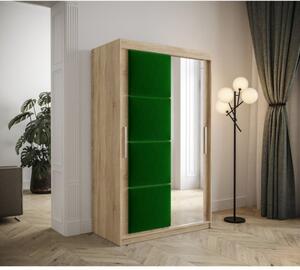 Šatníková skriňa s posuvnými dverami 120 cm TALIA - dub sonoma / zelená