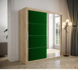 Šatníková skriňa s posuvnými dverami 180 cm TALIA - dub sonoma / zelená