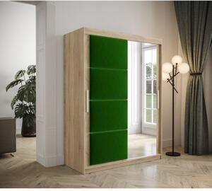 Šatníková skriňa s posuvnými dverami 150 cm TALIA - dub sonoma / zelená
