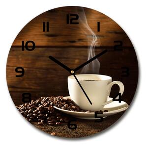 Sklenené nástenné hodiny okrúhle Šálka kávy