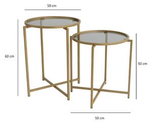 Okrúhle odkladacie stolíky v súprave 2 ks ø 50 cm Gold - Neostill