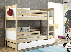 Poschodová posteľ DAVE s roštom | borovica/biela 80 x 180 cm