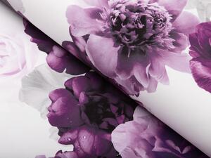 Biante Dekoračný záves PM-029 Veľké fialové kvety 145x140 cm