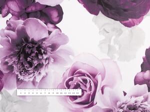 Biante Dekoračný behúň na stôl PM-029 Veľké fialové kvety 20x120 cm