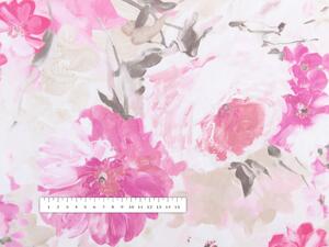 Biante Dekoračný záves PM-030 Ružové maľované kvety 145x140 cm