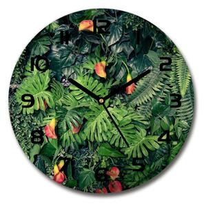 Sklenené hodiny okrúhle Exotická džungle