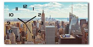 Vodorovné Sklenené hodiny na stenu New York vtáčie pohľad