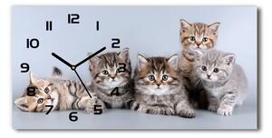Vodorovné Moderné sklenené hodiny na stenu Päť mačiek