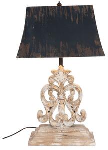 Patinová stolná retro lampa drevo kov