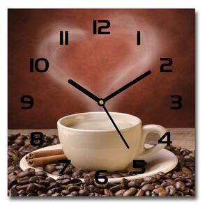 Sklenené nástenné hodiny štvorec Aromatická káva