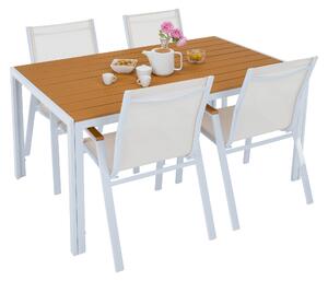 KONDELA Záhradný stôl, biela oceľ/dub, BONTO