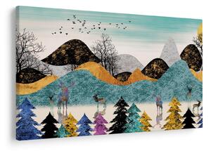 Grafický obraz s jeleňmi (90x60 cm)
