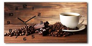 Vodorovné Sklenené hodiny na stenu Káva a čokoláda