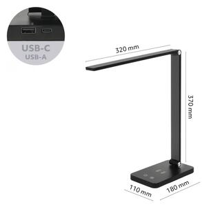 Brilagi - LED stmievateľná dotyková stolová lampa s bezdrôtovým QI nabíjaním LED/7W/5V 3000/4000/6000K čierna