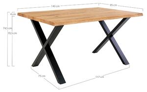 Jedálenský stôl TUELUN prírodná/čierna, šírka 140 cm