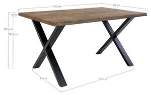 Jedálenský stôl TUELUN hnedá/čierna, šírka 140 cm