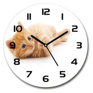 Sklenené nástenné hodiny okrúhle Červená mačka