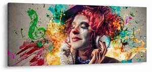 Obraz - Umelkyňa so slúchadlami (120x50 cm)