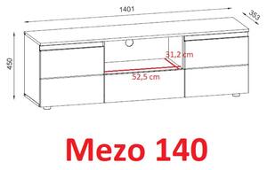 TV stolík MEZO 140 dub artisan/biela