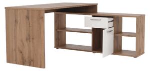 KONDELA PC stôl, dub wotan/biela, NOE NEW