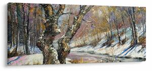 Obraz maľovanej zimnej krajiny (120x50 cm)