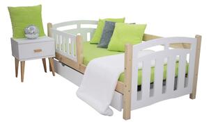 Detská posteľ LABI + rošt, 160x80, biela/hnedá