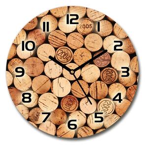 Sklenené hodiny okrúhle Korky z vína