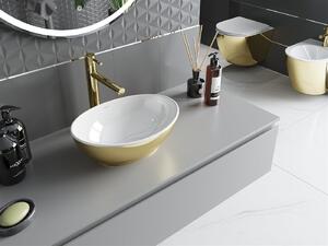 Mexen Elza, keramické umývadlo na dosku 405 x 330 mm, biela-zlatá, 21014006