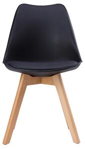 ModernHome Súprava 4 jedálenských stoličiek, čierne + vankúšik