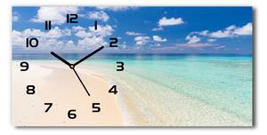 Vodorovné Sklenené hodiny na stenu Pláž Maldivy