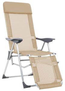 Skladacie kempingové stoličky s podnožkami 2ks krémové textilén