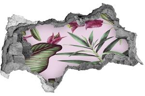 Nálepka 3D diera na stenu Tropické kvety nd-b-137343545