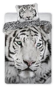 Obliečky bavlnené Deluxe 3D 200x140cm+90x70cm Tiger biely Faro