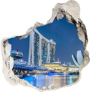 Díra 3D ve zdi nálepka Singapur v noci nd-p-63023260