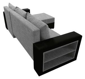 KONDELA Rozkladacia sedacia súprava s poličkou, čierna/sivý melír, pravá, MERAK ROH