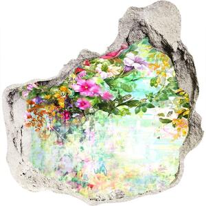 Nálepka 3D diera betón Multi-farebné kvety nd-p-120811758