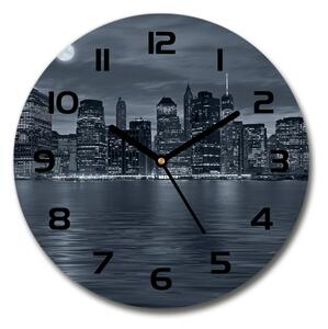 Sklenené hodiny okrúhle New York noc pl_zso_30_f_81226490