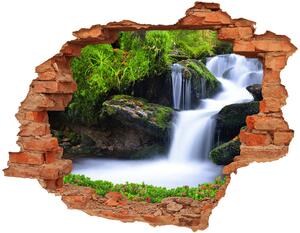 Nálepka 3D diera na stenu samolepiaca Vodopád v lese