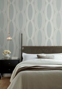 Sivo-modrá vliesová tapeta, geometrický vzor, EV3985, Candice Olson Casual Elegance, York