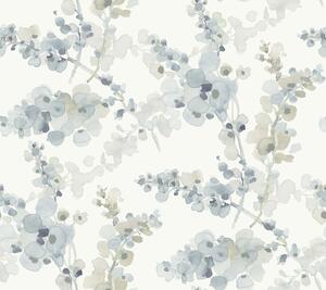 Sivo-modro-béžová kvetinová vliesová tapeta, EV3974, Candice Olson Casual Elegance, York